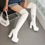 Plataz Large-Size Shoes And Women's Boots 2024 Autumn And Winter New Thick-Soled Thick-Heeled Boots Over The Knee Boots High Quality Shoes