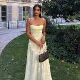 Plataz With The Same Retro Cream-Colored Sling Print-Deli Dress Sweet And Gentle Wind Birthday Evening Dress