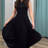 Plataz New 2024 Light Wind Style Waist Temperament Retro Comfortable Sleeveless Long Skirt