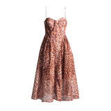 Plataz Wind Sling Skirt 2025 Summer New Sleeveless Chest Leopard Print Waist Dress Dress Dress Dress Woman