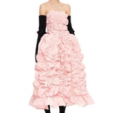Plataz Spring Designer Fashion Fashion Fairy Pink Princess Wrinkle-Wrapped Chest Sexy Dress Dressȹ