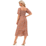 Plataz 2025 New Summer Pregnant Woman Chiffon Dress Small Broken Floral Dress Short Sleeve Long Dress Maternity