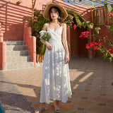 Plataz Seaside Resort Beach Skirt Women Summer Acetate Densate Cross Fine Shoulder Strap Sexy Bare Back Sling Skirt Fairy