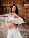 Plataz Women's Chiffon Up And Lower Split Suit Under The Fork Pregnant Photo Photography Drag Set 1247 Maternity