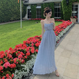 Plataz Fairy Design Feeling Blue Pure Lust Wind Beach Holiday Bare Back To Show Thin Skirt Slings