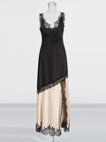 Plataz Famous Style Retro Dress 2025 Summer New Sling Lace Splicing Hollow Design Dress Dress Dress