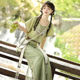 Plataz Design Yuehua Tour Chinese Style Improvement Chinese Elements Of The New Chinese Style Women's Short-Sleeved Blouse Trousers Set 9086