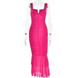 Plataz Spring And Summer Slings Splicing Dress Stylish Sexy Tatry Folded Fishtail FD9738 HZ0628