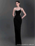 Plataz Heavy Industry Black Band Banding Long Skirt Famous Dress High-End Luxury Niche High-End Evening Dress