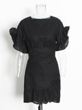 Plataz Trend Style Dress 2025 Spring New Petal Sleeves With Irregular Short Skirts