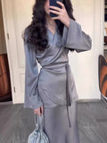 Plataz 2024 New Set Of Vertiny To Receive Waist Design Long Dress Suit Woman