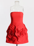 Plataz Wind Brao A-Shaped Dress 2025 Spring New Party Dress Three-Dimensional Rose Big Flowers Splicing Dress Dress Woman