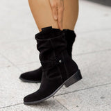 Plataz Autumn And Winter New Products Wish Low And 40-43 Low Heel Velvet Low-Champe Women Boots Boots High Quality Shoes