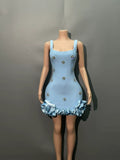 Plataz Summer Sling Studded Ass Evening Dress Sexy Body Repair Niche Design With A Bandage Dress