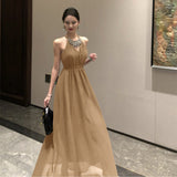 Plataz Temperament Famous Heavy Industry Birthday Annual Dress Dress Senior Purple Shoulderless Sleeveless Hanging Neck Dress Woman