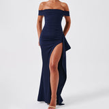 Plataz Summer New Shoulder-Opened Women's Temperament Evening Dress Dress HZ0628