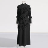 Plataz Dress Women's Dress 2025 Spring Fashion High Tie Spliced Flower Pink Dress