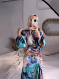 Plataz East Autumn 2024 New Folds To Receive Thin Waist Exotic Style Long Sleeve Long Dress Dress Woman
