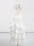 Plataz Muse Heavy Industry Embroidered Lotus Leaf Dress 2025 New Women's Summer Hanging Neck Recealing Back Dress