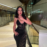 Plataz Autumn 2025 New Fashion Dress Famous Style Temperament Sexy Lace Sling Dress DJPT