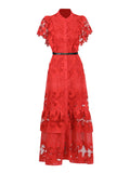 Plataz Temperament Fashion Elegant Style Dress 2025 New Collar Embroidery Sleeker Sleeker Summer New Long Dress Woman