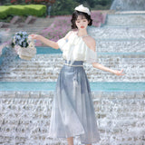 Plataz Design Wisto Yunchuan Chinese Style Improvement Han Elements Women's Blouse Half Dress Set 9204
