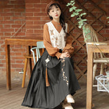 Plataz Maple Chinese Costume Chinese Style Improvement Han Element Vest Shirt Half Skirt Set 8959