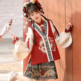 Plataz Fulong Yingchun Hanfu Women Chinese Wind Han Element Blouse Vest Half Dress Suit 8941