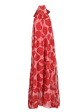 Plataz Printed Holiday Dress 2025 Summer Show Back New Hanging Neck Sleeveless Swing Leaves Side Dress Woman
