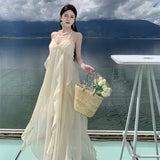 Plataz Temperament Hanging Neck Hanging Dress Women's Summer Dress Photo Show Back Seaside Beach Skirt