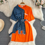 Plataz Hong Kong Flavor Temperament With Belt Round Tie Color Denim Shirt Spring New Chic Leisure Medium DJPT