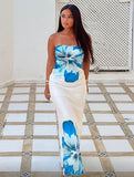 Plataz Positioning Print Medium Long Bag Hip Dress Sexy Breast Repair Dress Summer HZ0628