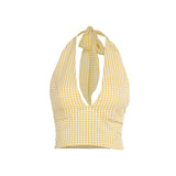 Plataz Holiday Breeze Hottie Sexy Hanging Neck Folding Vest Woman 2025 Summer New Trend Blouse DJPT