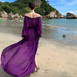 Plataz High-End Feel Shoulder-To-Shoulder Holiday Skirt Women's Summer Sexy Waist A-Shaped Long Skirt Thai Beach Skirt