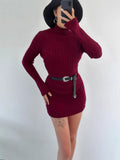 Plataz Fashion High-Collar Knitted Short-Form Hip Dress In Autumn 2024