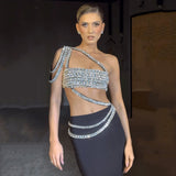 Plataz Summer Sexy Nail Beads Sleeveless Hot Diamond Banding Dress Dress Dress