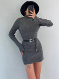 Plataz Fashion High-Collar Knitted Short-Form Hip Dress In Autumn 2024