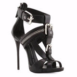 Plataz New Women's Sandals High Heel Metal Buckle Zipper Punk Fish Mouth Fine With The Original List High Quality Shoes