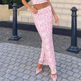 Plataz Summer 2025 New Women's Clothing Fashion Casual Floral Vest Half-Skirt Suit Women DJPT