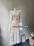 Plataz French Lace Dress Sexy Horn Sleeve Dress Babes Design Fish Bone A Skirt Dress HZ0628