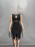 Plataz Summer New Heavy Industry High Collar Low Chest Banding Dress Fashion Famous Dinner Dress