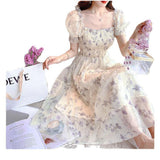 Plataz Tea Break French Ink Painting To Collect Thin Temperament Lady White Chiffon Dress Women's Clothing Mall The Same DJPT