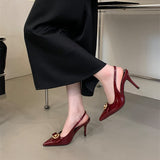 Plataz Famous Patent Leather Mirror Tip Finger-High High Heel Shoes 2025 New Back Empty Bows Shallow High-Heeled Sandals High Quality Shoes