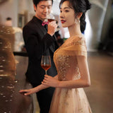 Plataz Evening Dress Women's 2025 New Banquet Temperament Famous Fairy Moderators Heavy Industry Annual Conference Dress