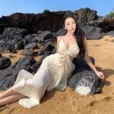 Plataz Vacation Sexy Lu-Loan French Sling Dress Half-Dress Two Sets Of Women 2024 Spring And Summer Hottie Set