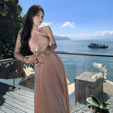 Plataz Summer New Birthday Dress Women's Seaside Resort Beach Dress High-End Feeling Hanging Neck Dress
