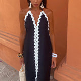 Plataz Women's Summer Hanging Neck-Loose Sexy Dress Simple Fashion Bump Dress