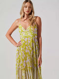Plataz Summer New Fashion Colorful Printing Press Folding Sling Dress