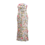 Plataz Flower-Screate High-Level Embroidered Flower Braped Fishtail Dress 2025 New Female Summer Dress