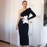 Plataz New Fashion Sexy Flowers To Wear A One-Shoulder Banded Dress Light Luxury Niche Evening Dress